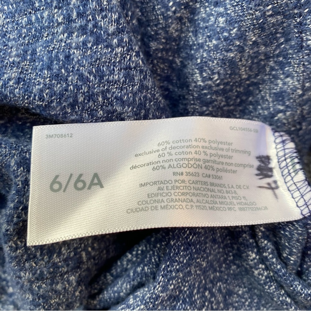 OshKosh B’gosh Cozy Blue & Charcoal Marled Long Sleeve Tee, Size 6/6A - Picture 5 of 5